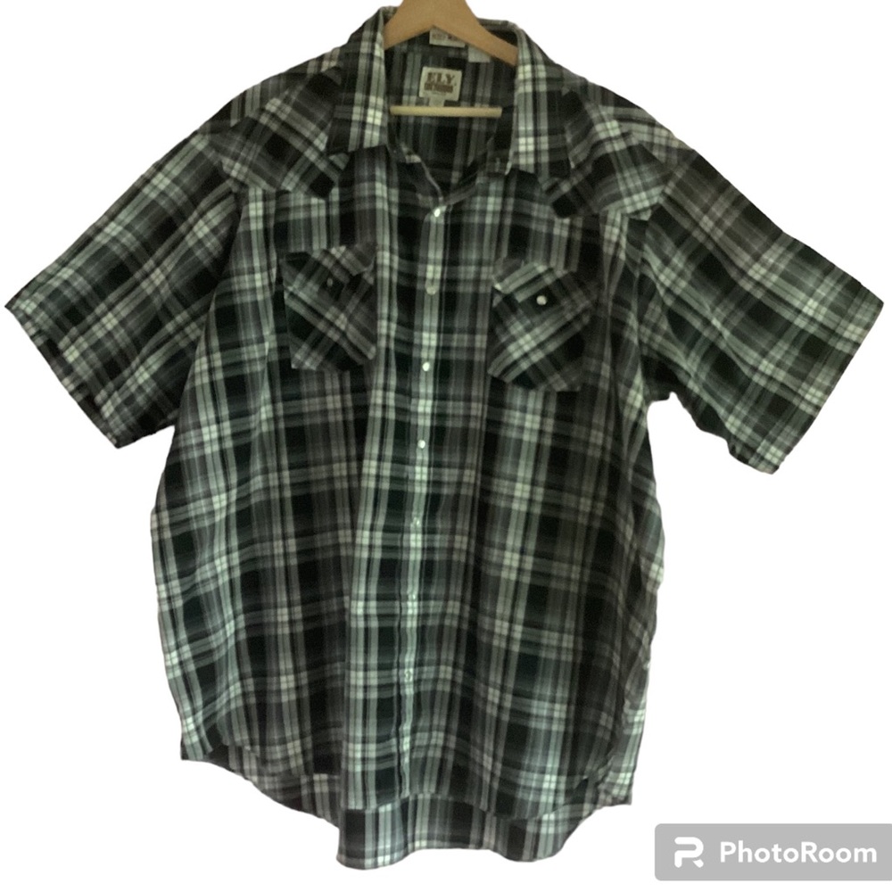 MEN’S ELY CATTLEMAN SHORT SLEEVES PLAID WESTERN SNAP SHIRT
